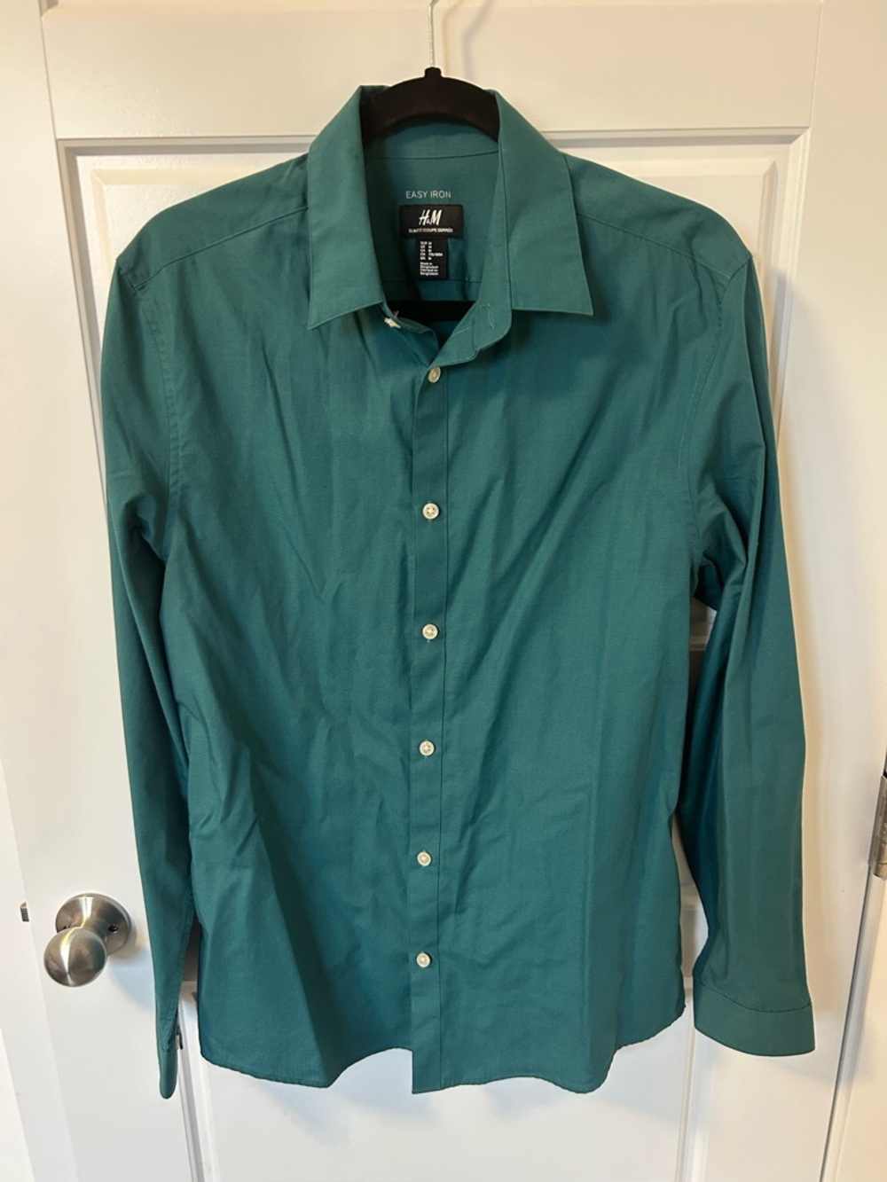 H&M Men's Teal Button-Down Dress Shirt
